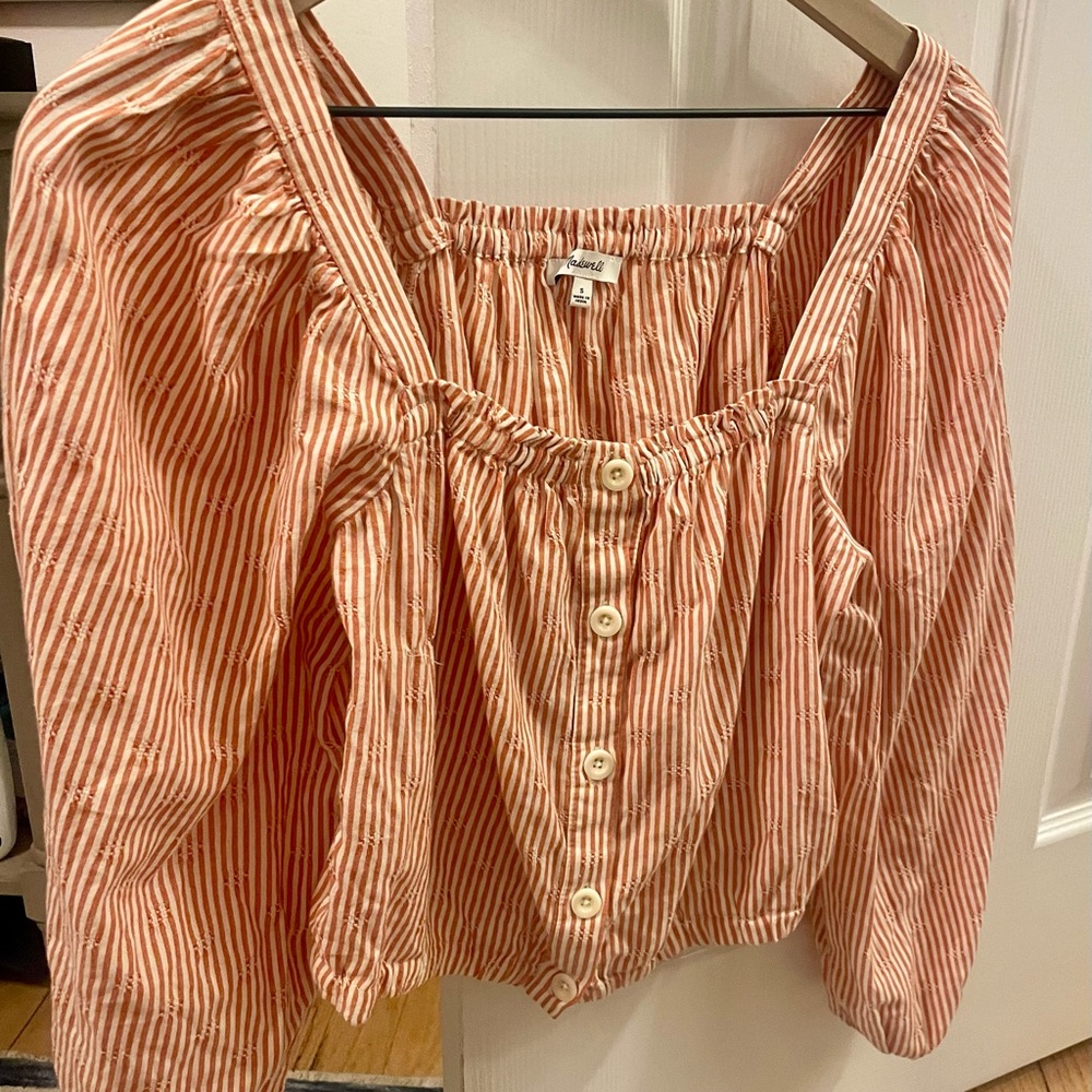 Madewell Women's Orange Striped Top